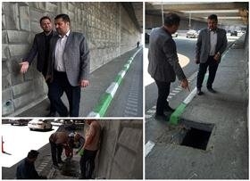 تصویر کانال‌ها و چاه‌های زیر گذر هاشمی رفسنجانی لایروبی وپاکسازی شد