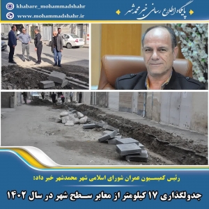 تصویر جدولگذاری ۱۷ کیلومتر از معابر سطح شهر محمدشهر در سال جاری