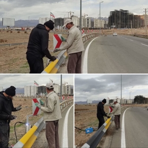 تصویر ایمن سازی ترافیکی رمپ و لوپ ورودی مهستان آغاز شد