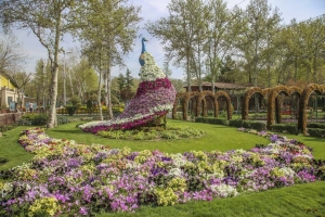 تصویر طراحی، ساخت و نصب اِلمان گل طاووس در باغ گلها
