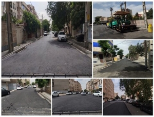 تصویر پایان عملیات تراش و روکش آسفالت در شهرک‌های بهاران و گل‌ها