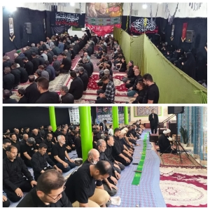 تصویر تجدید میثاق عاشقان حسینی شهر گلسار با اقتدا به امام حسین (ع) در نماز ظهر عاشورا