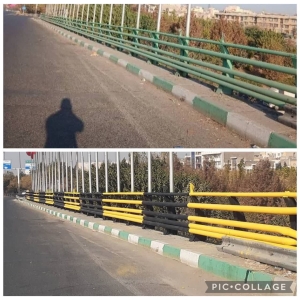 تصویر اجرای رنگ‌آمیزی هندریل‌ها و دیوارهای آزادراه تهران–کرج