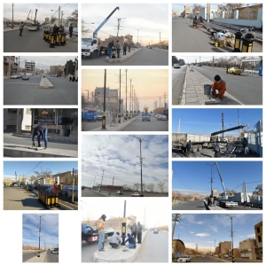 تصویر نصب پایه چراغ های دکوراتیو در بلوار ۳۰ متری امام خمینی(ره) گلسار