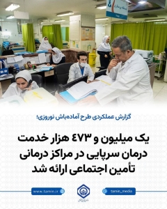 تصویر یک میلیون و 473 هزار خدمت درمان سرپایی در مراکز درمانی تأمین اجتماعی ارائه شد