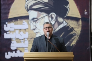 تصویر تلاوت قرآن استاد مهدی فلاح نژاد،راهپیمایی روز جهانی قدس در شهرجدید مهستان