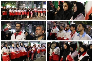 تصویر استمرار خدمات‌رسانی فرهنگی و سلامت اعضای خانه هلال احمر ماهدشت در راهپیمایی «بیعت با رهبری»