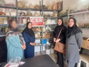 تصویر بازدید از محل کار بانوی تحت حمایت موفق در زمینه مشاغل خانگی